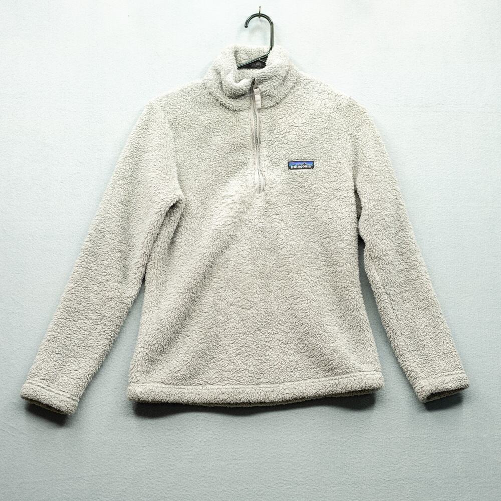 Patagonia Los Gatos 1/4 Zip Womens XS Salt Grey Sherpa Fleece Pullover 25235